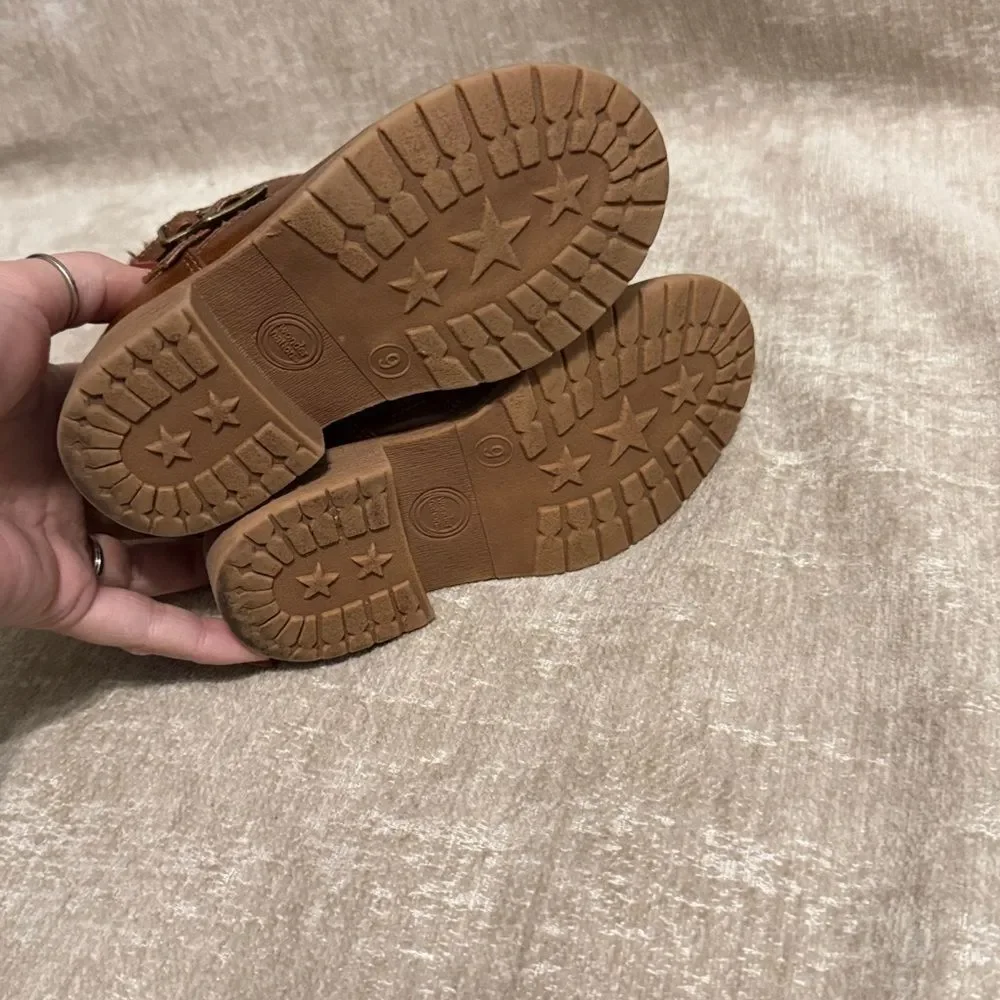 Wonder Nation Brown Kids Boots with Buckle